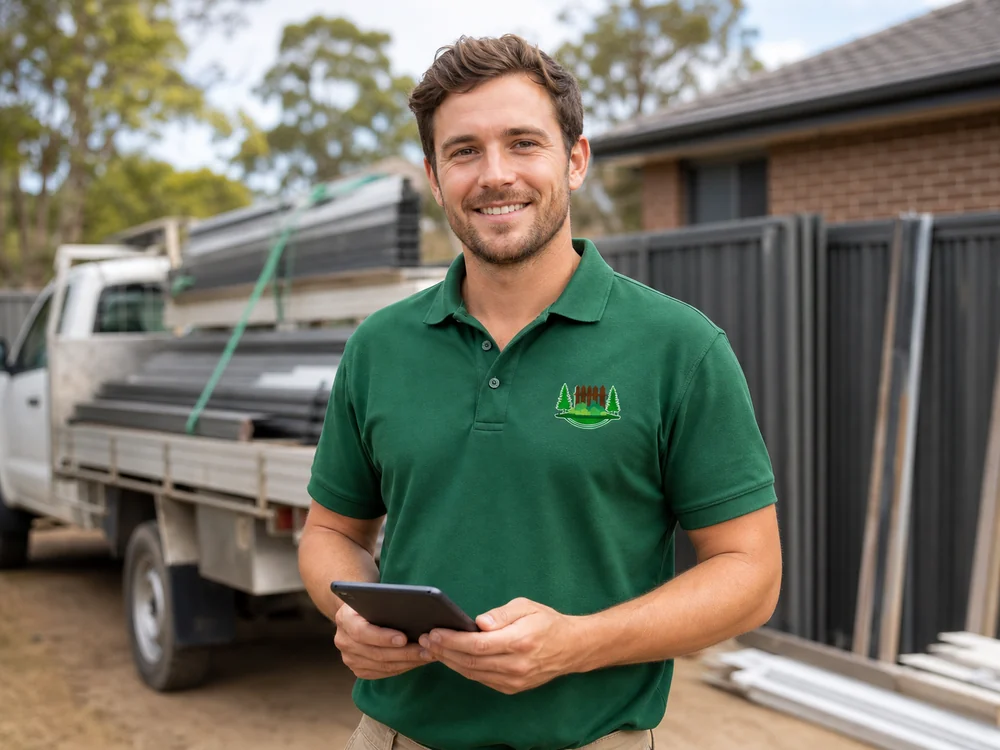 Fast response local tradesperson from Jacob Landscaping and Fencing at a Sydney NSW fencing job site