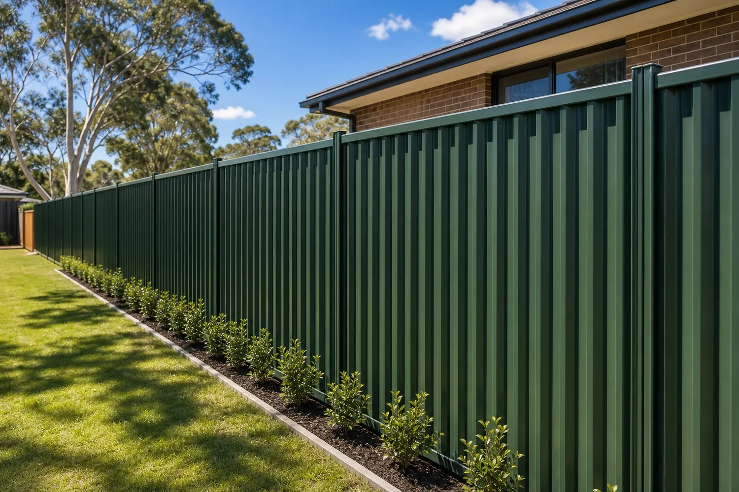 New fence after replacement Sydney NSW - straight clean Colorbond boundary fence freshly installed
