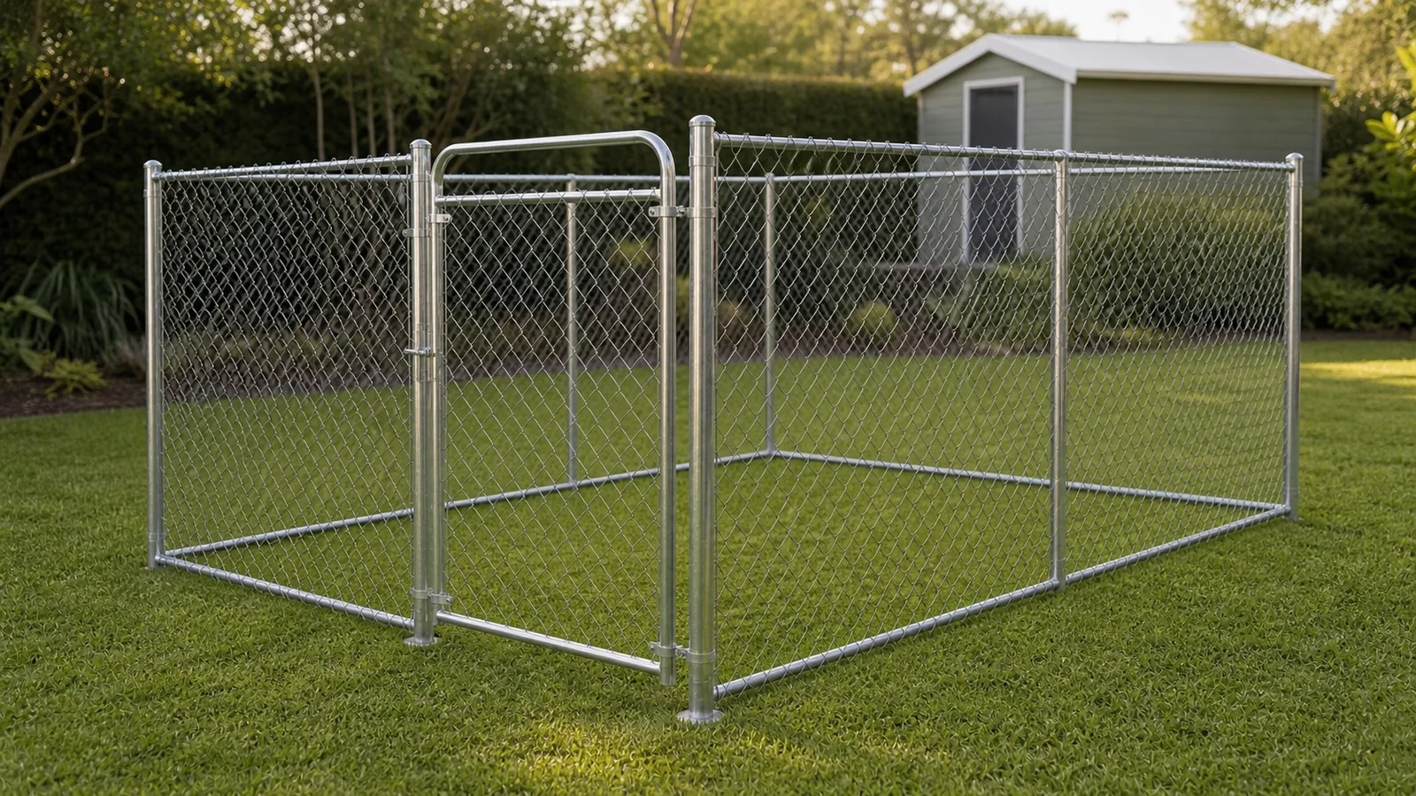 Backyard dog run chain wire enclosure installed in Sydney