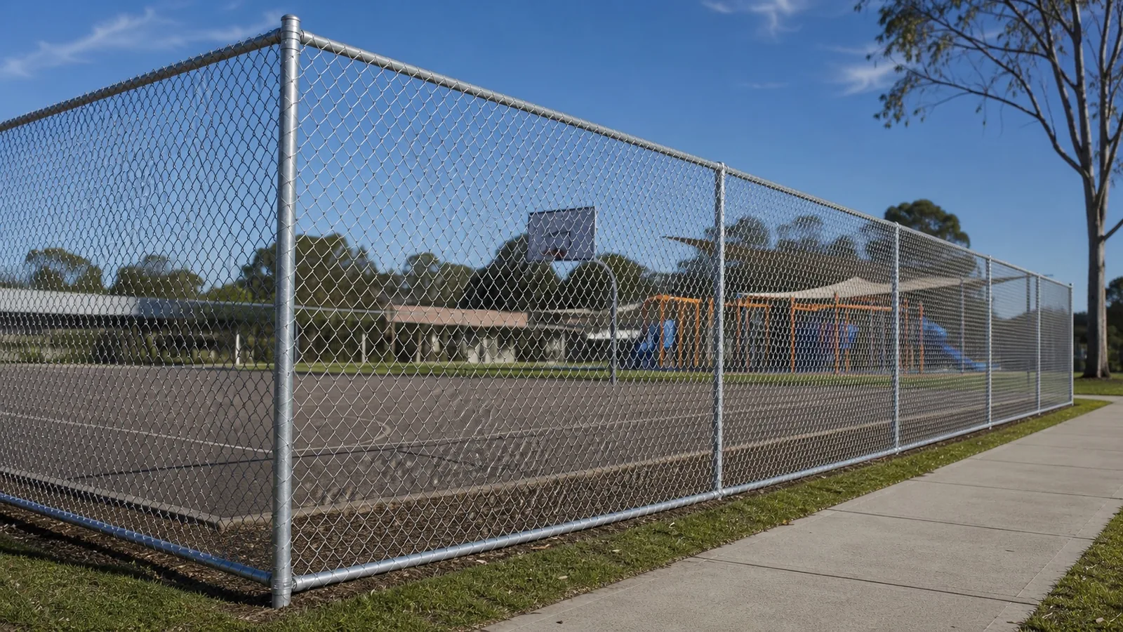 Chain wire mesh playground fencing at a Sydney school