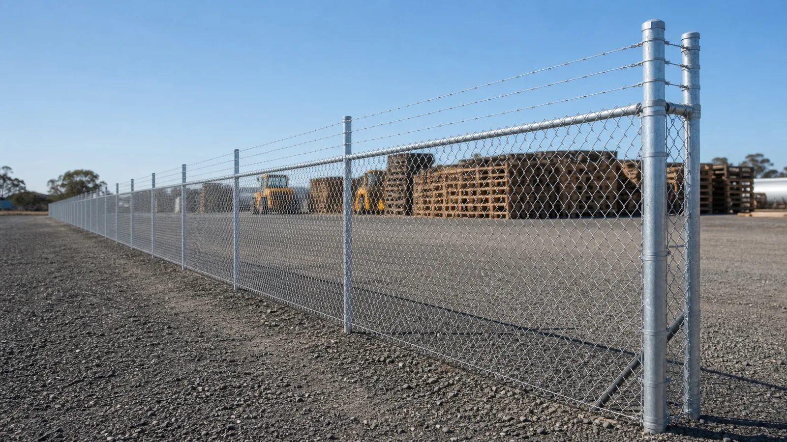 Industrial yard chain wire perimeter security fence in Western Sydney
